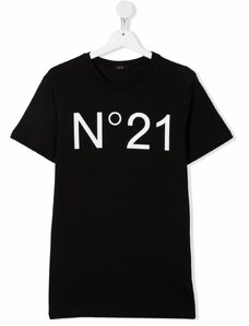 N21 KIDS T-shirt nera basic logo stampa