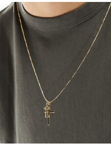Faded Future - Collana oro con pendente con doppia croce