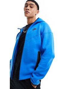 Nike - Felpa con cappuccio tecnica in pile blu con zip