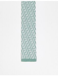 ASOS DESIGN - Cravatta in maglia salvia e bianca-Verde