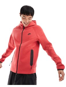 Nike Tech - Felpa con cappuccio e zip rossa-Rosso