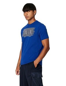 Armani Exchange Regular Fit AX Lines Box Logo Tee T-Shirt, Ultramarine, S Uomo