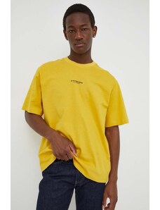 G-Star Raw t-shirt in cotone uomo colore giallo con applicazione