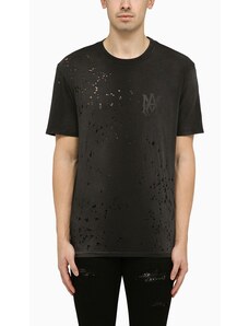 AMIRI T-shirt girocollo nera sfumata con dettagli traforati