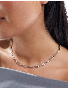 ASOS DESIGN - Collana color argento in acciaio inossidabile resistente all'acqua con design a maglie aperte