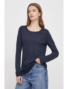 Sisley camicia a maniche lunghe donna colore blu navy