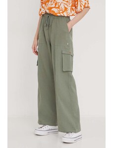Roxy pantaloni in cotone colore verde ERJNP03544