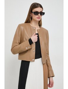 BOSS giacca in pelle donna colore beige