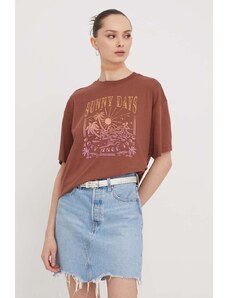 Roxy t-shirt in cotone donna colore marrone ERJZT05682