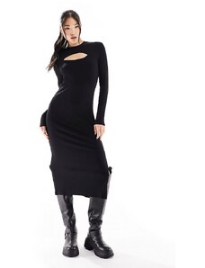 Barbour International - Nebula - Vestito midi a maniche lunghe nero con scollo rotondo