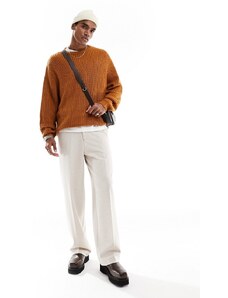 ASOS DESIGN - Pantaloni eleganti a fondo ampio color pietra testurizzato-Neutro