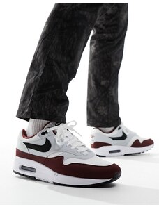 Nike - Air Max 1 - Sneakers bianche e rosso scuro-Bianco