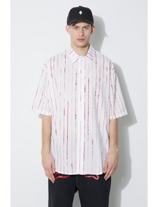 Marcelo Burlon camicia in cotone County Pinstripes Over Shirt uomo colore bianco CMGG004S24FAB0010128
