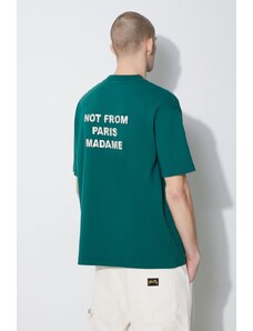 Drôle de Monsieur t-shirt in cotone Le T-Shirt Slogan uomo colore verde con applicazione D-TS190-CO002-FGN