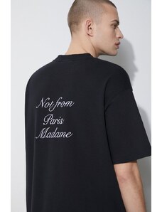 Drôle de Monsieur t-shirt in cotone Le T-Shirt Slogan Cursive uomo colore nero con applicazione D-TS198-CO002-BL