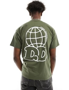 Dr Denim - Trooper - T-shirt comoda kaki con stampa e logo sul retro-Verde