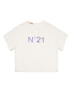 N21 KIDS T-shirt bianca semitrasparente