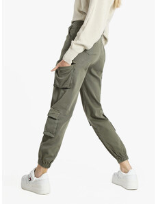 Solada Pantaloni Donna In Cotone Con Tasconi e Polsini Casual Verde Taglia L