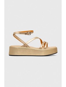 Tommy Hilfiger sandali in pelle TH STRAP GOLD PLATFORM donna colore oro FW0FW07729