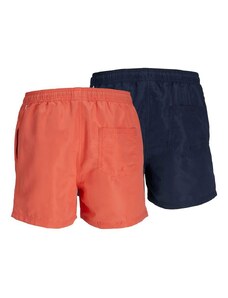 Jack & Jones - Confezione da 2 paia di pantaloncini da bagno color corallo e blu navy-Arancione