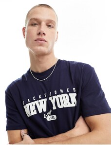 Jack & Jones Originals - T-shirt blu navy con stampa "New York"
