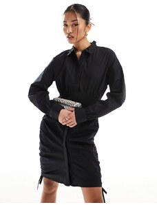 Vero Moda - Vestito camicia corto nero arricciato sul lato
