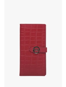 Women's Red Continental Wallet made of Genuine Leather with Silver Details Estro ER00113917