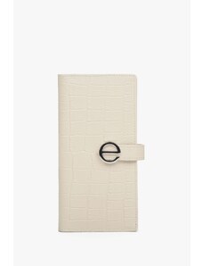 Women's Light Beige Continental Wallet made of Genuine Leather with Silver Details Estro ER00113918