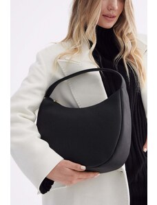 Women's Black Crescent Bag made of Genuine Leather Estro ER00114202