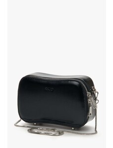 Women's Small Shoulder Bag in Black with Silver Chain Estro ER00114349