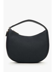 Black Crescent Shaped Handbag made of Genuine Leather Estro ER00114352