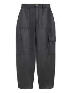 Freddy Pantaloni cargo in similpelle gamba straight cropped