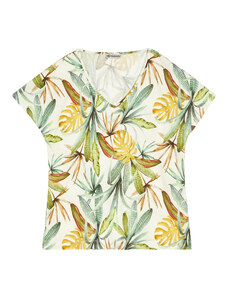 Freddy T-shirt scollo a V in jersey modal stampa tropical all over
