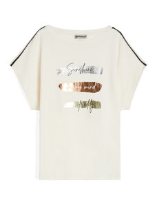 Freddy T-shirt da donna in jersey modal con stampe metallizzate