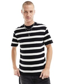 Jack & Jones - T-shirt a righe nera e bianca-Nero