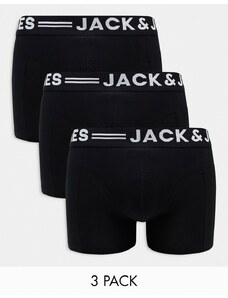 Jack & Jones - Confezione da 3 boxer aderenti neri con fascia in vita dello stesso colore-Nero