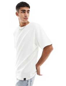 Pull&Bear - T-shirt bianco sporco testurizzata in ottoman
