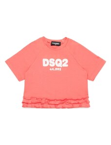 DSQUARED KIDS T-shirt arancione neonata orlo ruches