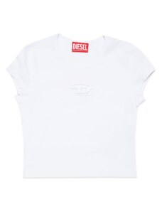 DIESEL KIDS T-shirt bianca logo Oval D ricamo