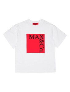MAX&CO. KIDS T-shirt bianca stampa logo quadrato