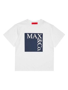 MAX&CO. KIDS T-shirt bianca stampa logo quadrato