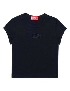 DIESEL KIDS T-shirt nera logo Oval D ricamo