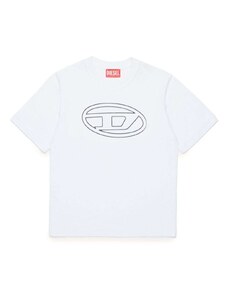 DIESEL KIDS T-shirt bianca logo Oval D
