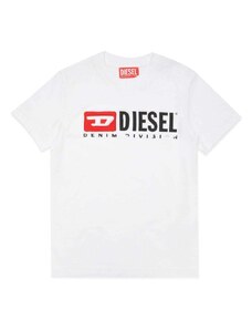 DIESEL KIDS T-shirt bianca con logo patch/ricamo