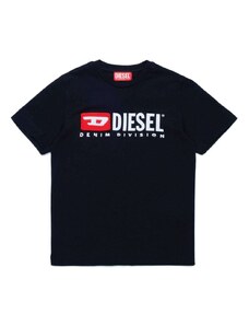 DIESEL KIDS T-shirt nera con logo patch/ricamo