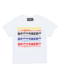 DSQUARED KIDS T-shirt bianca neonato logo multicolor