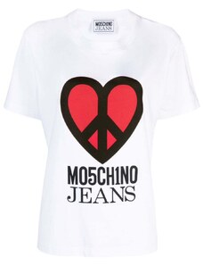 MOSCHINO JEANS T-shirt bianca stampa heart
