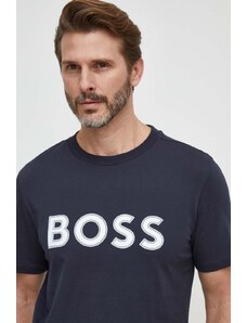 Boss Green t-shirt in cotone uomo colore blu con applicazione