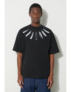 Marcelo Burlon t-shirt in cotone Collar Feathers Over uomo colore nero CMAA054S24JER0061001
