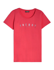 Freddy T-shirt donna regular fit in jersey leggero con logo glitter